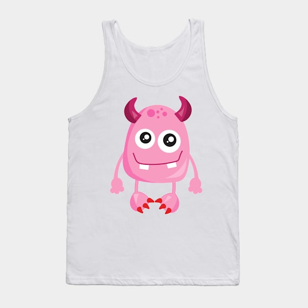 Cute Monster, Pink Monster, Funny Monster, Horns Tank Top by Jelena Dunčević